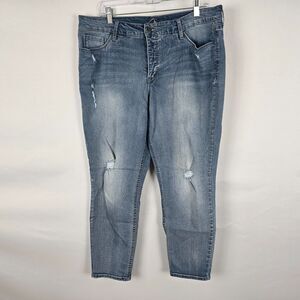 Miracle Jeans Women's 18 Blue Faith Ankle Distressed Medium Wash